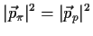 $\displaystyle \vert\vec p_\pi\vert^2=\vert\vec p_p\vert^2$